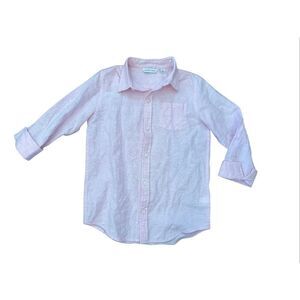 Janie & Jack boys 8 linen cotton pink button up dress shirt long sleeve